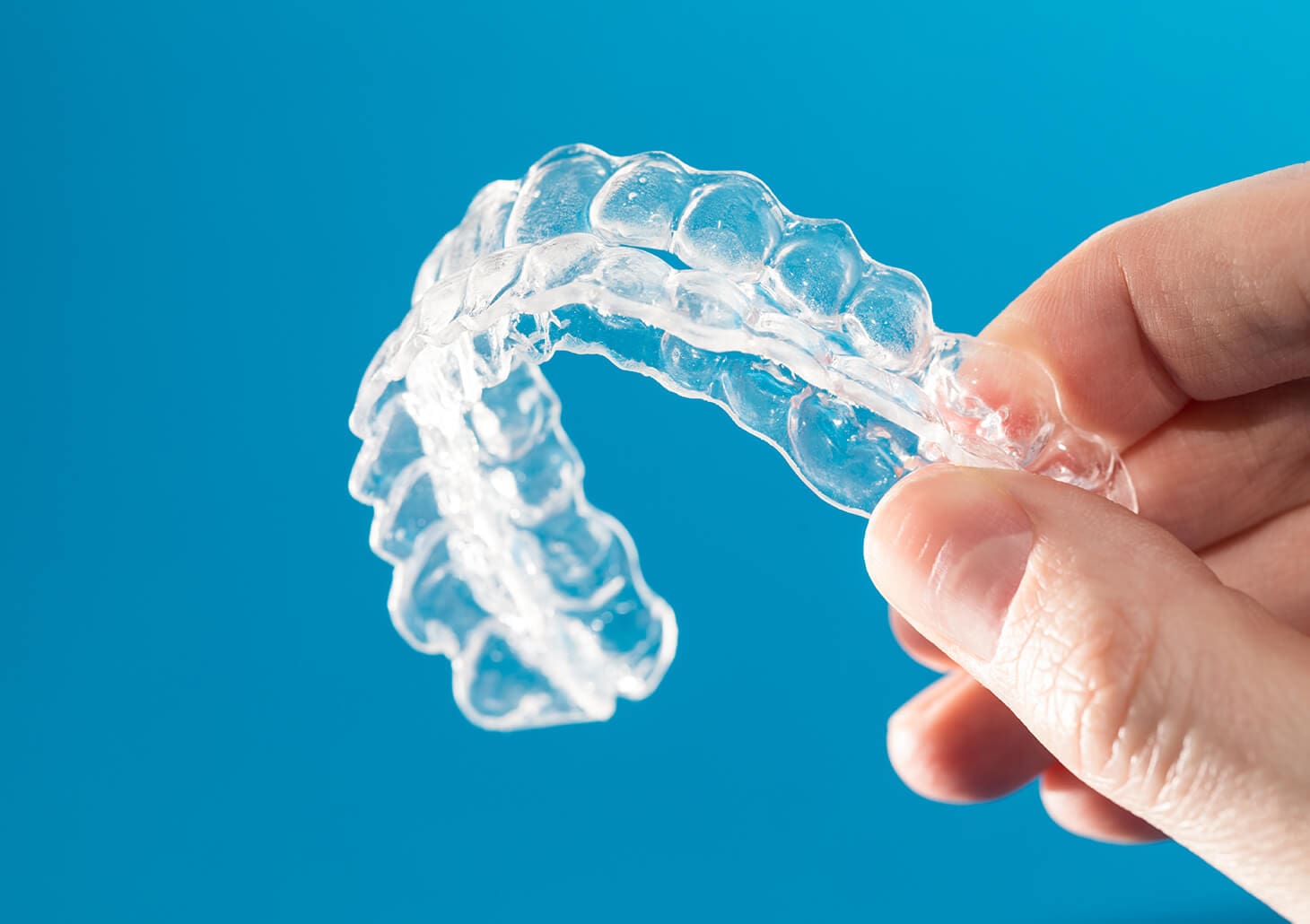 closeup of a set of clear aligners